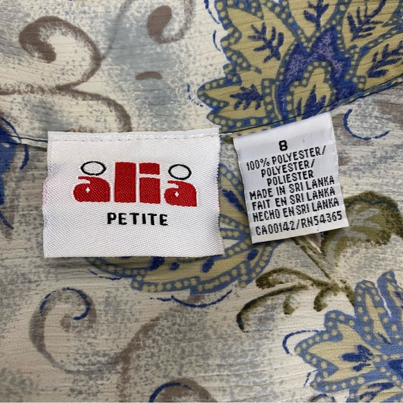 Alia Petite Women’s Hawaiian Floral Paisley Print Button Up Short Sleeve Shirt 8 - Picture 10 of 10